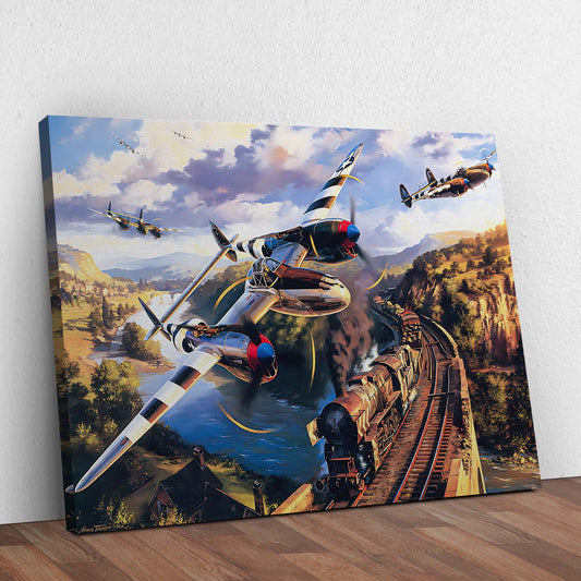 Fighter Plane Lockheed P-38 Lightning Canvas Wall Art Style 2 - Image by Tailored Canvases