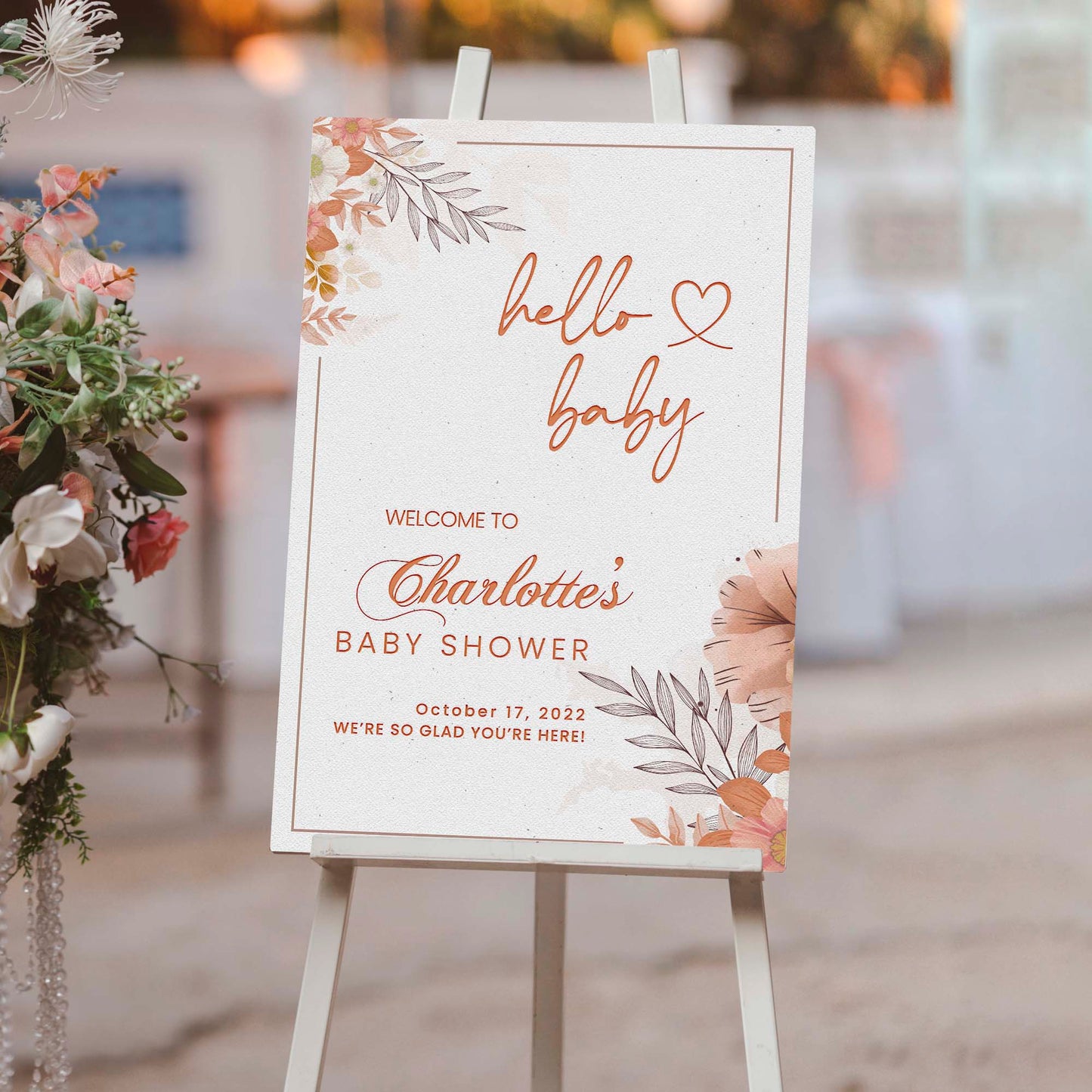 Hello Baby, Baby Shower Portrait Sign  - Image by Tailored Canvases