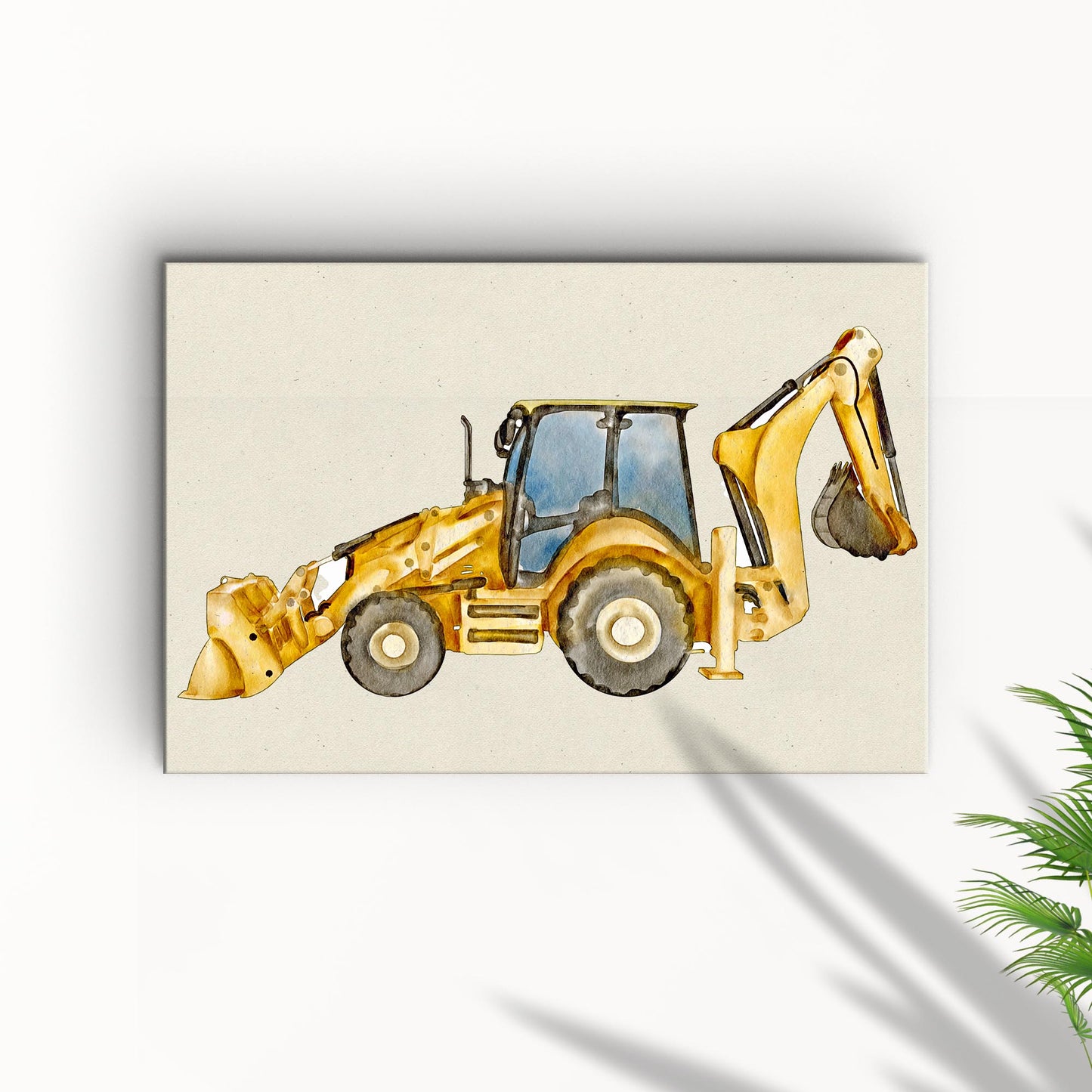 Construction Truck Backhoe Loader Canvas Wall Art Style 1 - Image by Tailored Canvases