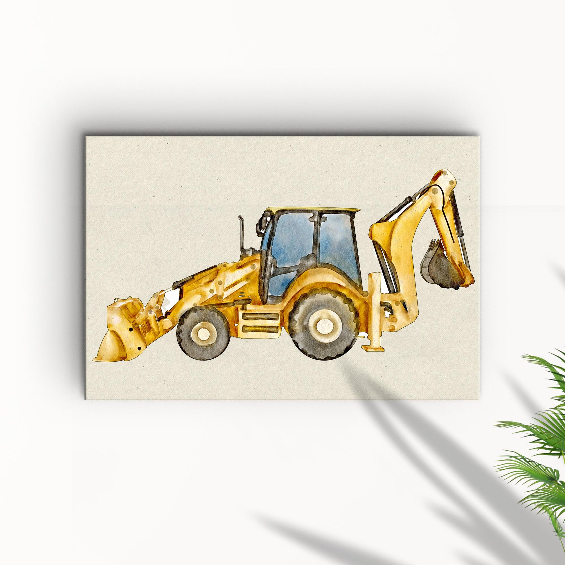 Construction Truck Backhoe Loader Canvas Wall Art Style 1 - Image by Tailored Canvases