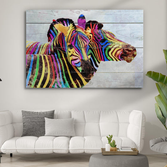 Zebras Rainbow Watercolor Canvas Wall Art - Image by Tailored Canvases