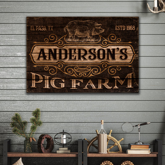 Retro Vintage Pig Farm Sign  - Image by Tailored Canvases
