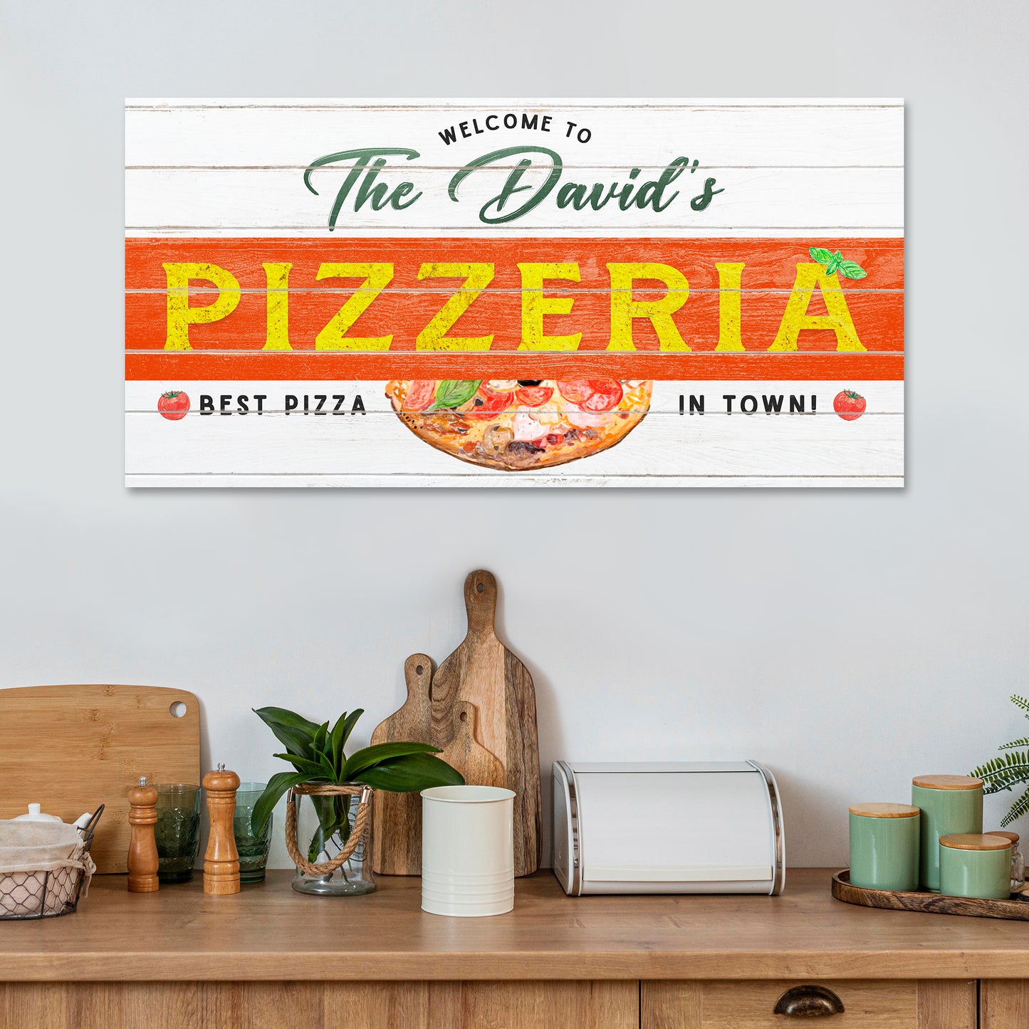 Best Pizza In Town Pizzeria Sign - Image by Tailored Canvases