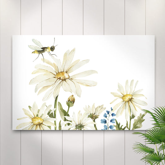 Flowering Daisies In Watercolor Canvas Wall Art - Image by Tailored Canvases