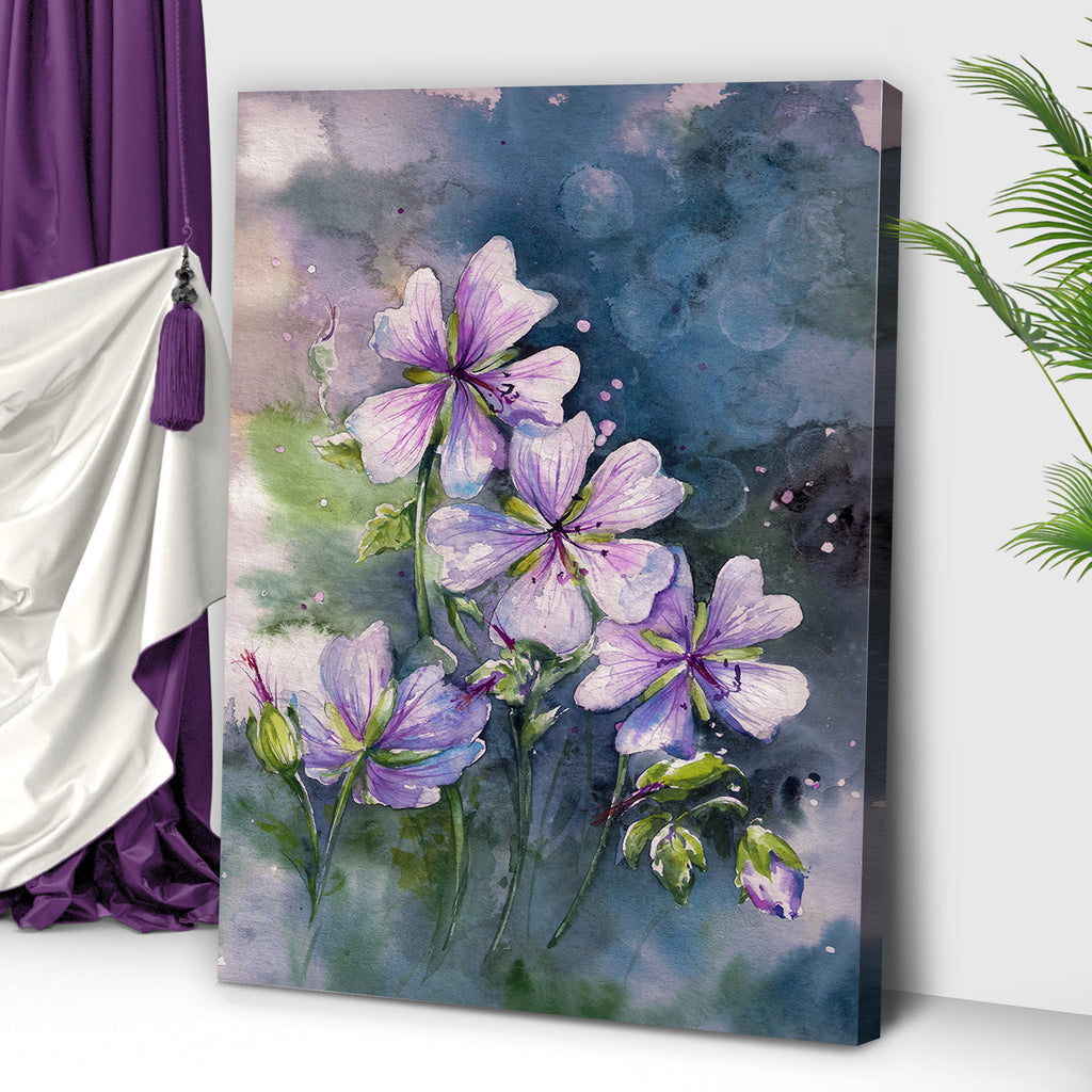 Flowers Geranium Purple Painting Canvas Wall Art by Tailored Canvases