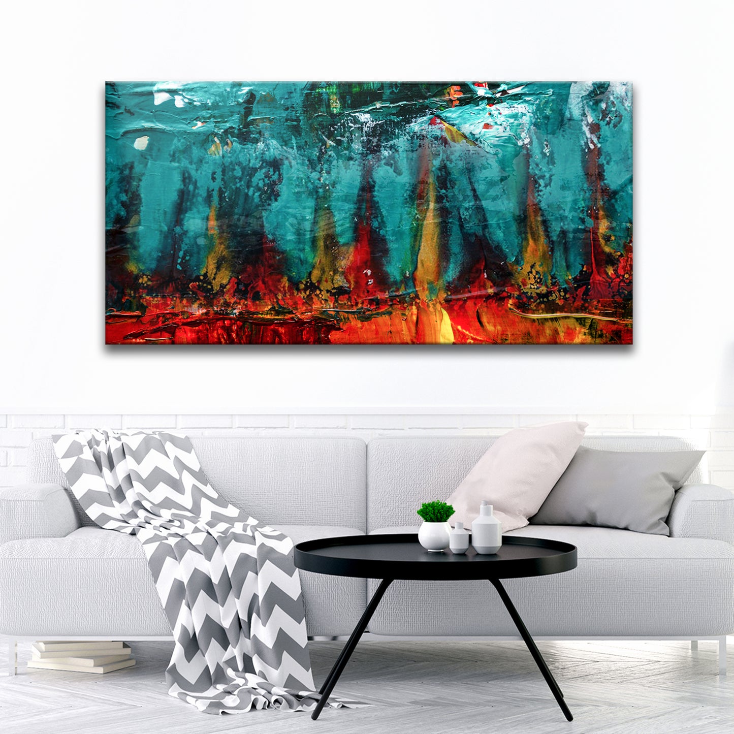 Teal Flame Effect Canvas Wall Art - Image by Tailored Canvases