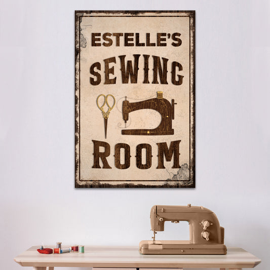 Vintage Sewing Room Sign | Customizable Canvas - Image by Tailored Canvases