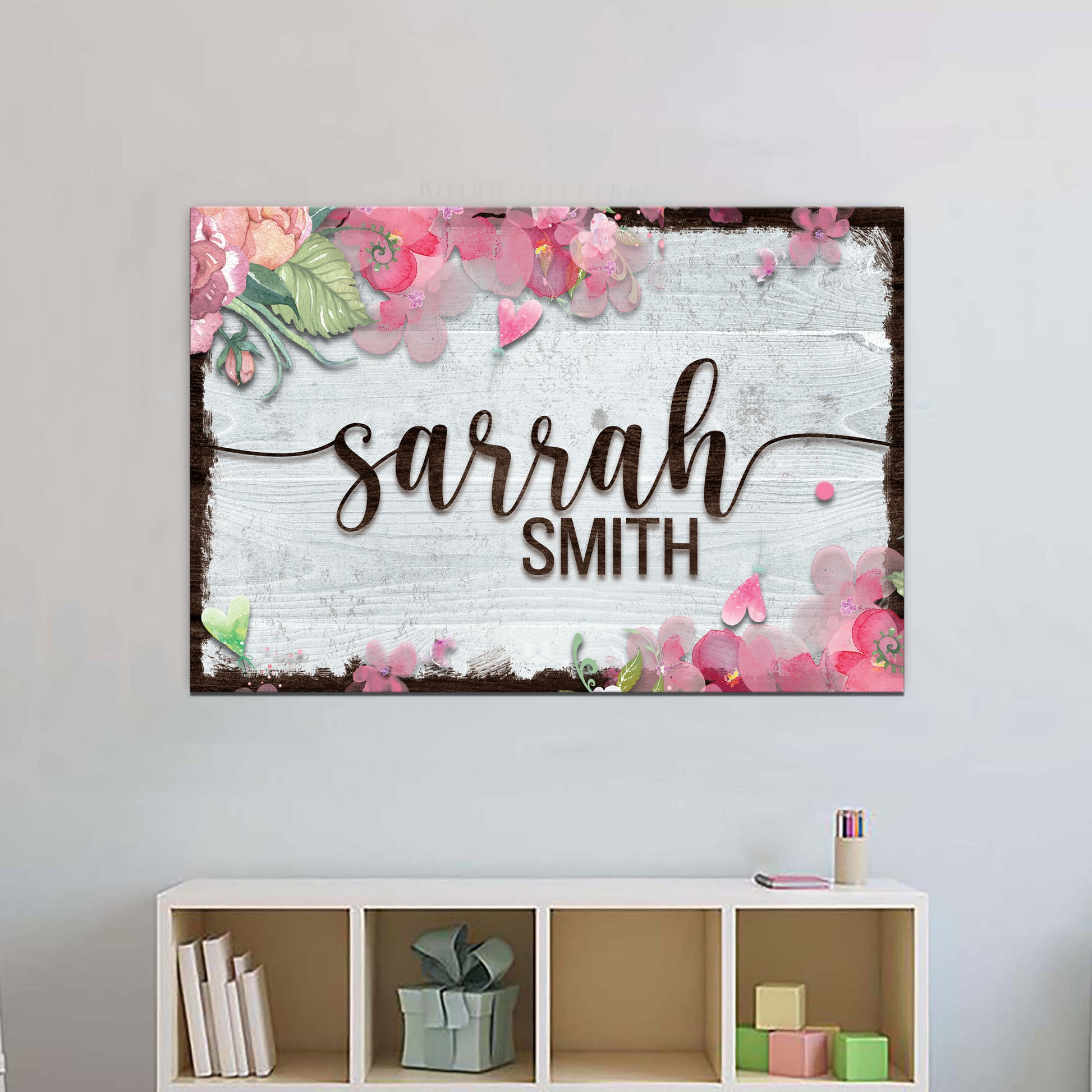 Floral Kids Room Sign - Image by Tailored Canvases