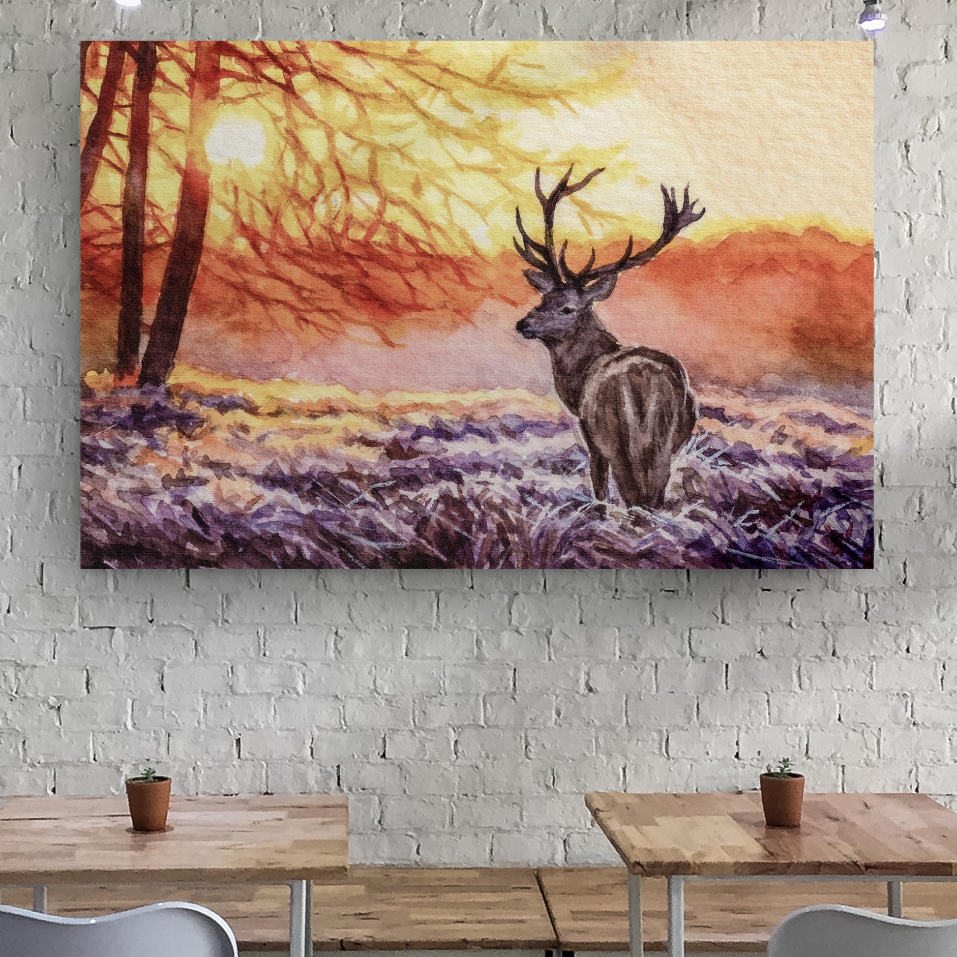 Majestic Deer At Sunset Canvas Wall Art - Image by Tailored Canvases