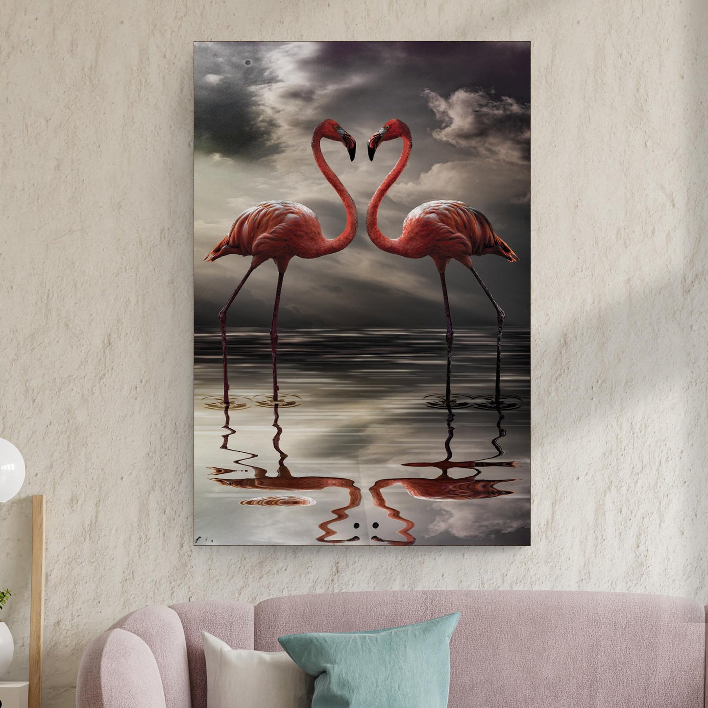 Flamingo Couple Portrait Canvas Wall Art - Image by Tailored Canvases
