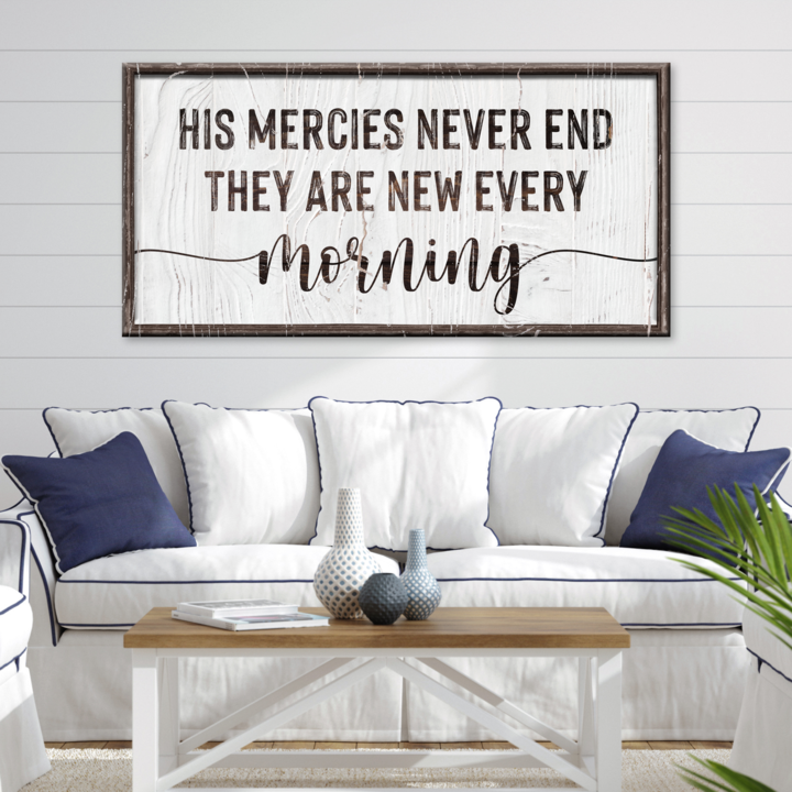 His Mercies Never End Sign  - Image by Tailored Canvases