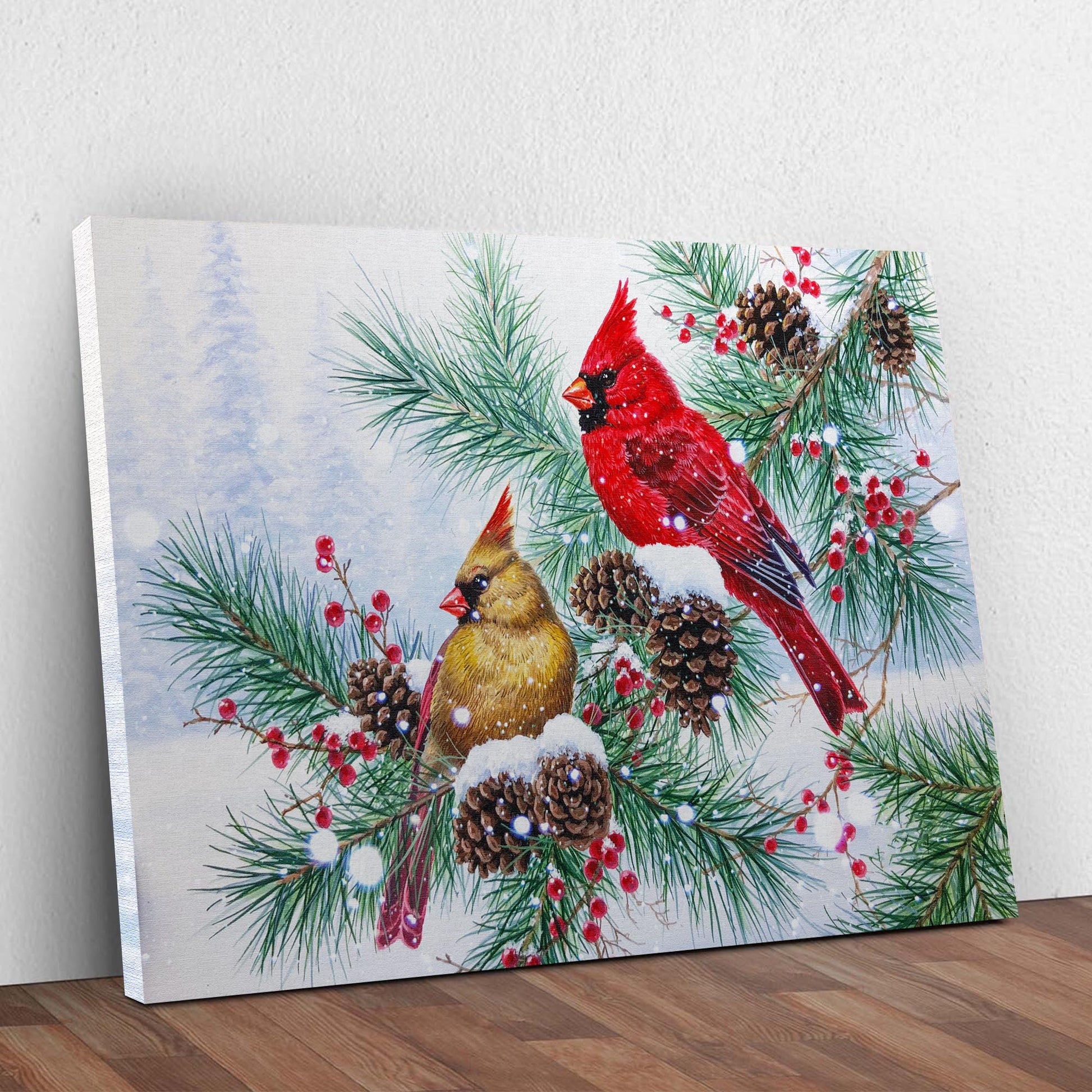 Winter Red Cardinal Canvas Wall Art II Style 2 - Image by Tailored Canvases