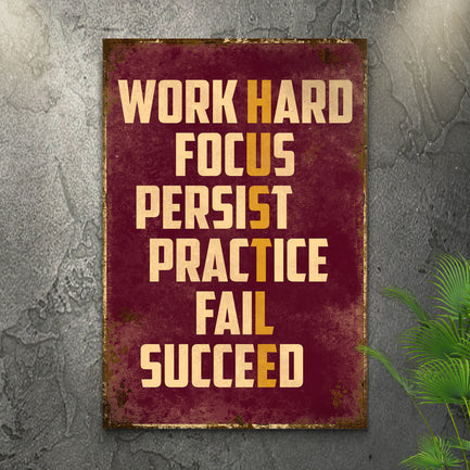 HUSTLE Motivational Portrait Sign - Image by Tailored Canvases