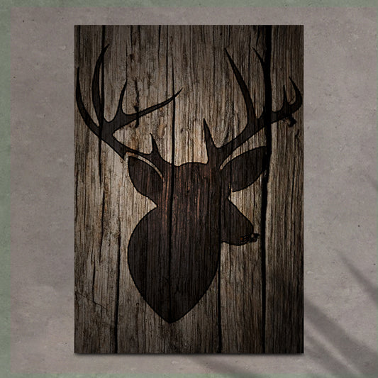 Rustic Deer With Antler Silhouette Canvas Wall Art - Image by Tailored Canvases