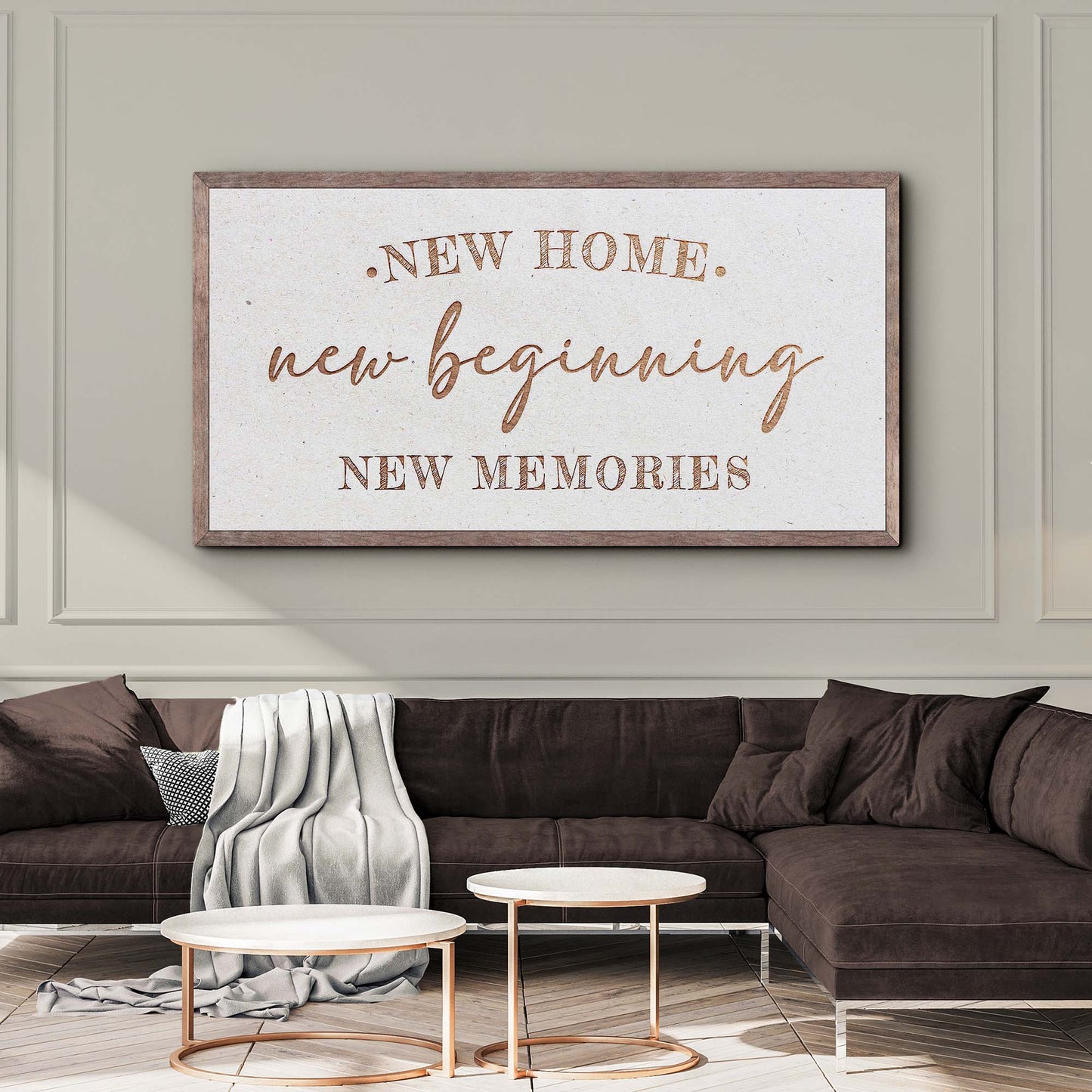 New Home New Beginning New Memories Sign  - Image by Tailored Canvases
