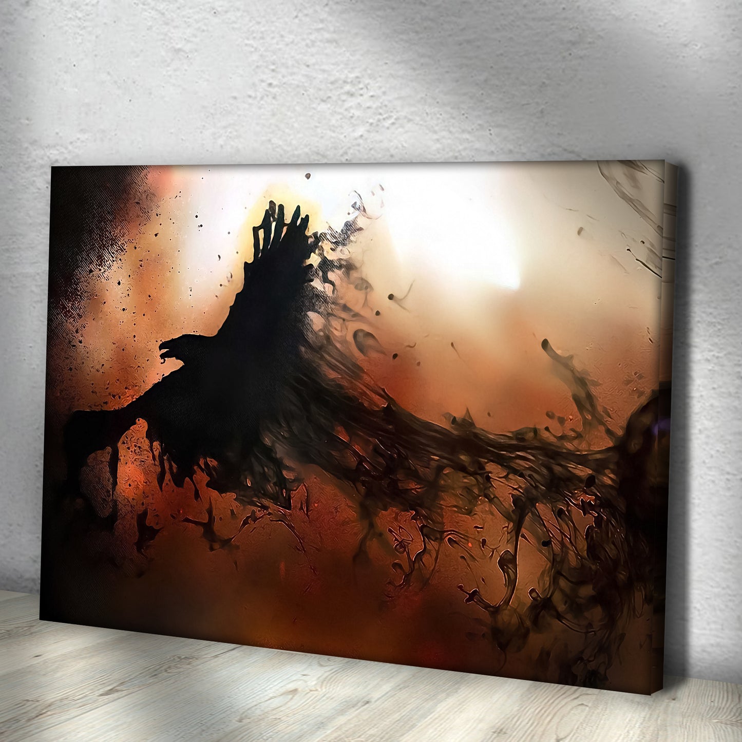 Flying Raven At Sunset Canvas Wall Art Style 2 - Image by Tailored Canvases