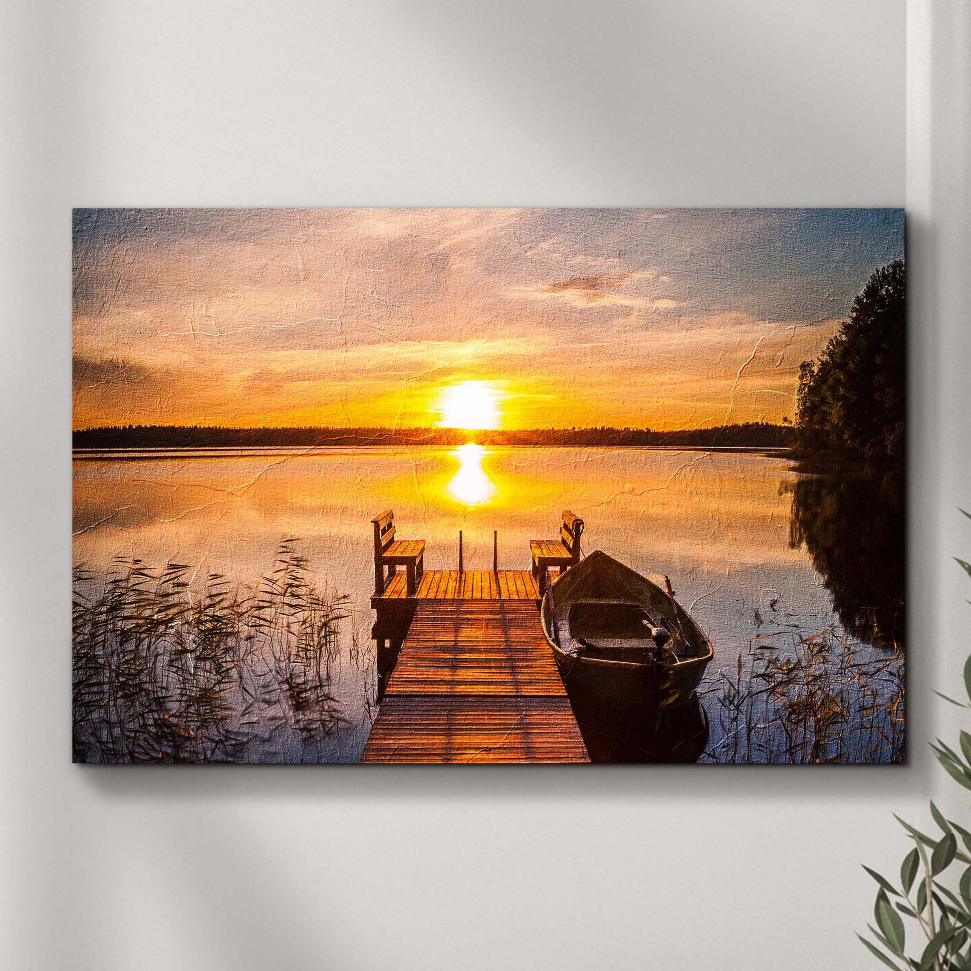 Wash Out Sunset By The Lake Canvas Wall Art  - Image by Tailored Canvases