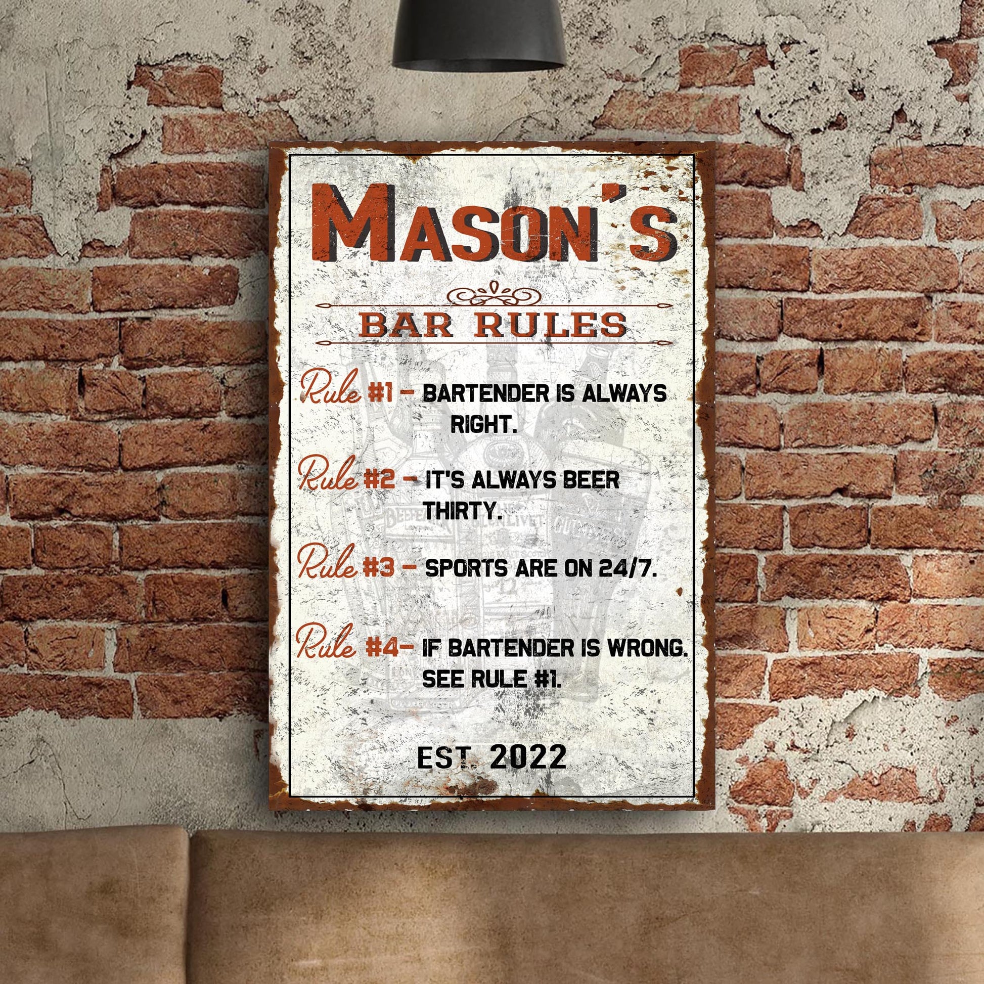 Bar Rules Sign - Image by Tailored Canvases