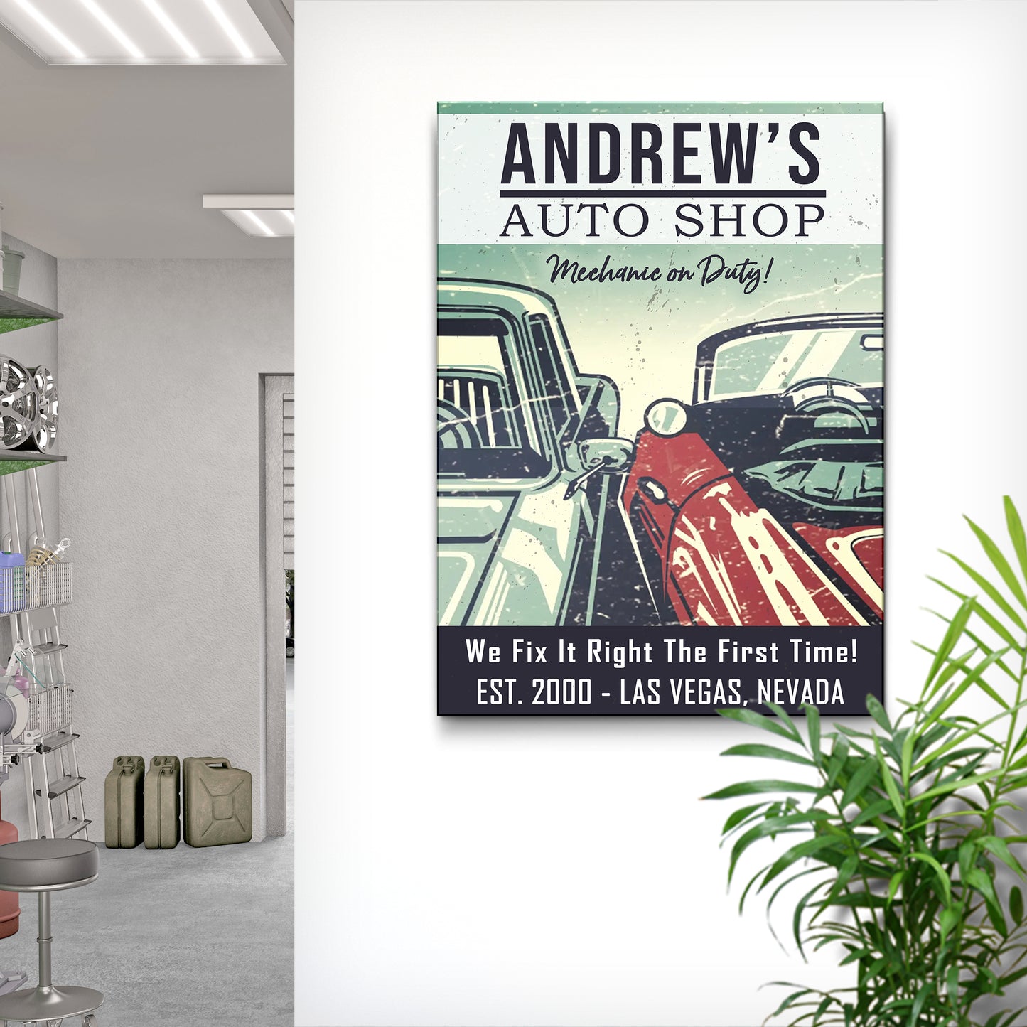 Custom Auto Shop Sign | Customizable Canvas - Image by Tailored Canvases