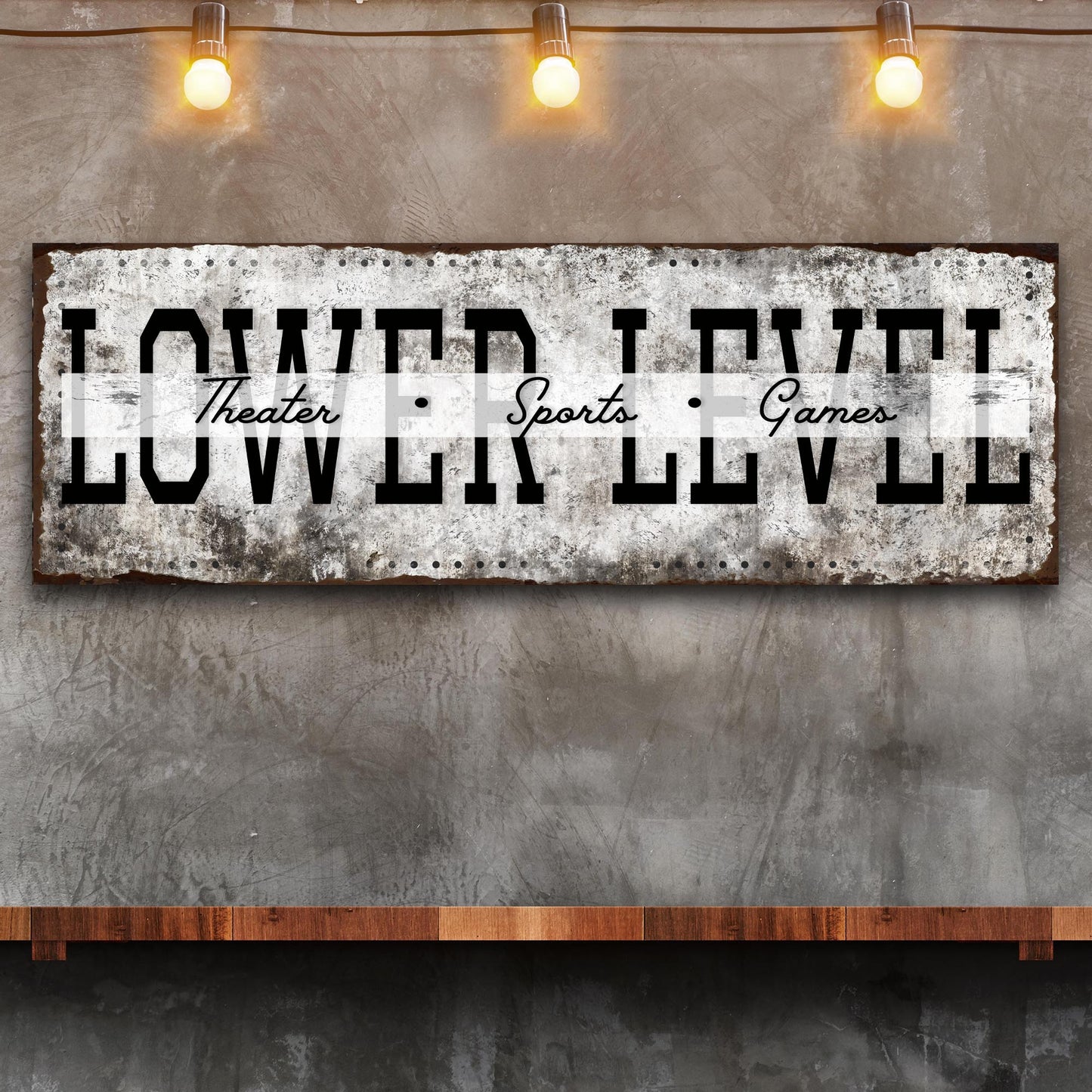 Lower Level Theater Sports Games Basement Bar Sign - Image by Tailored Canvases