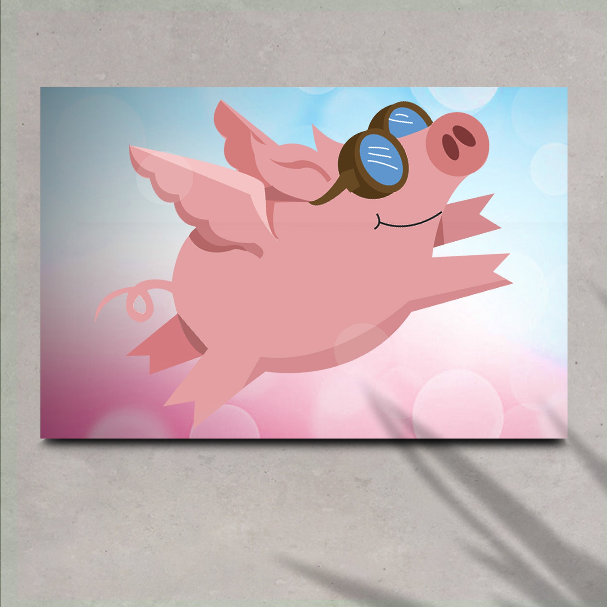 Flying Pig Cartoon Canvas Wall Art - Image by Tailored Canvases