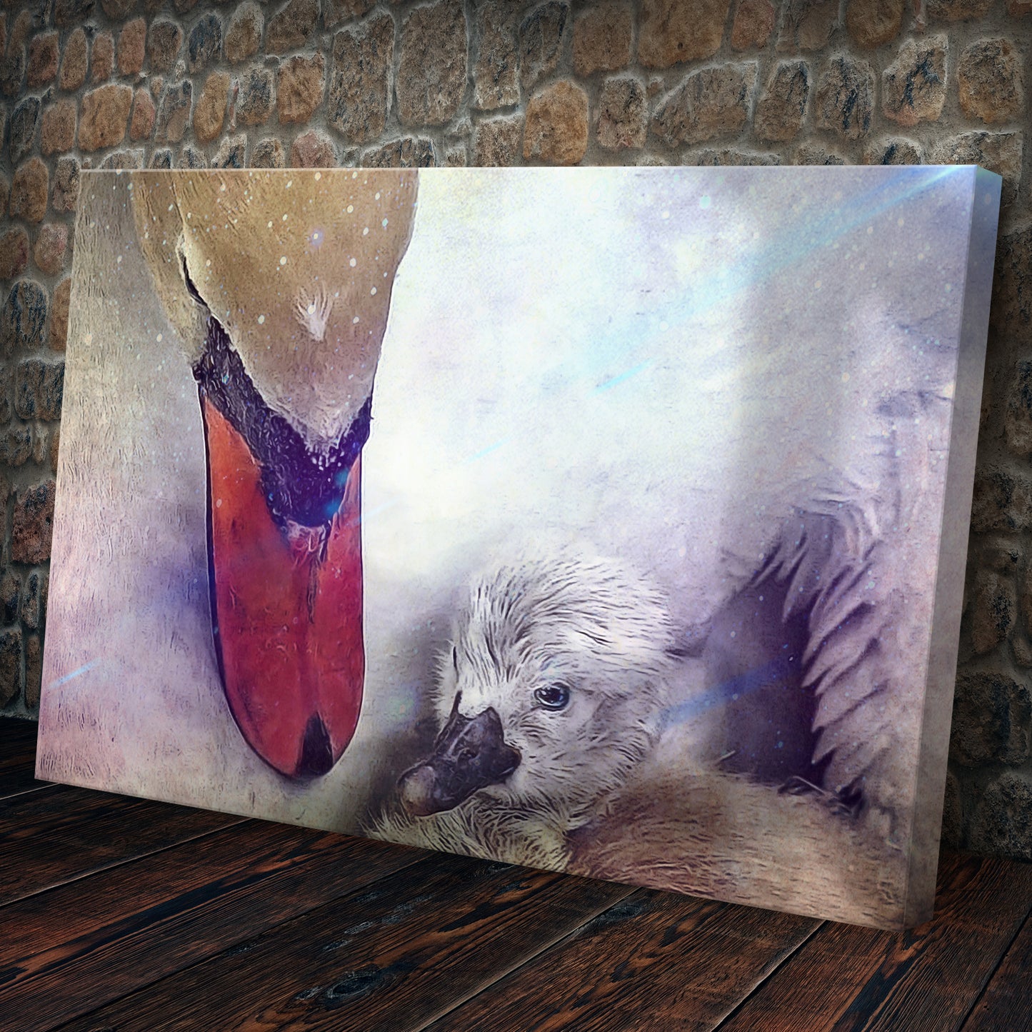 Mom and Baby Swans Canvas Wall Art Style 2 - Image by Tailored Canvases