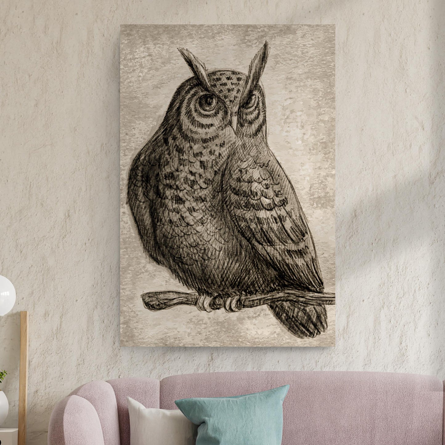 Owl Pencil Sketch Portrait Canvas Wall Art - Image by Tailored Canvases