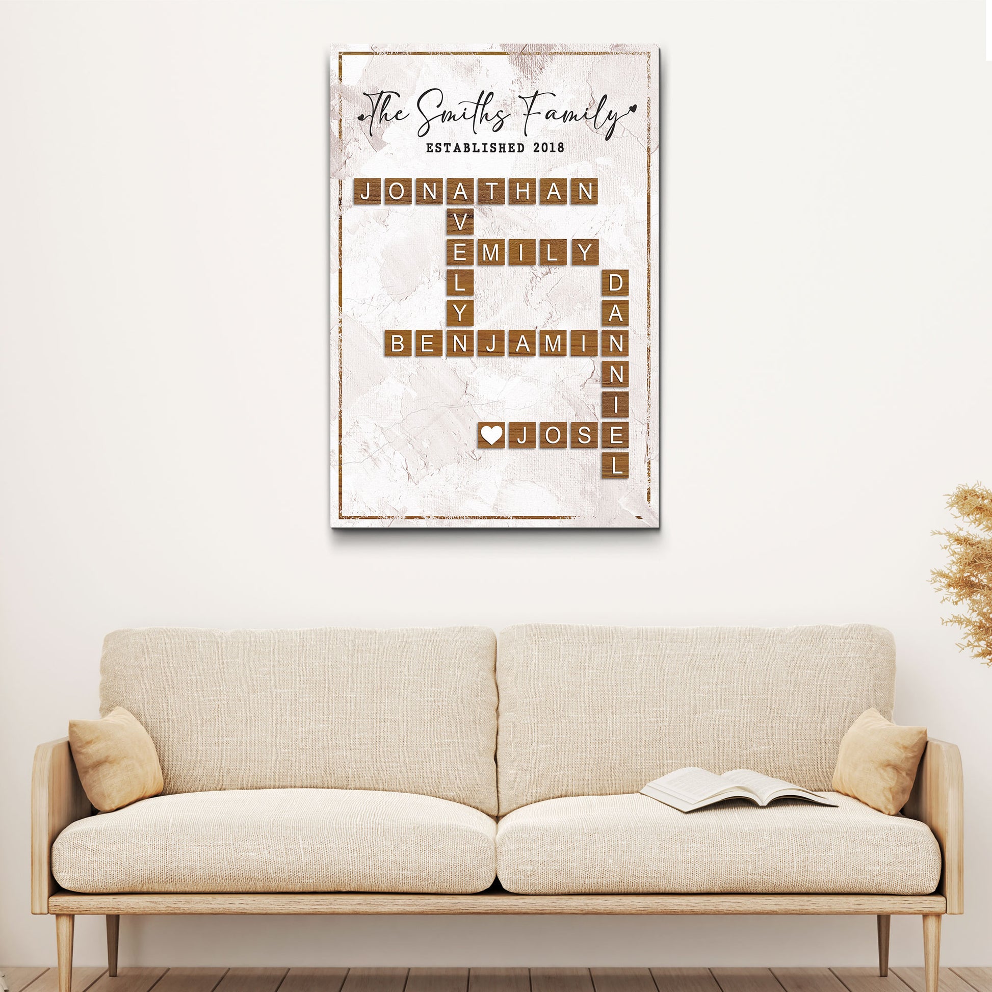 Scrabble Family Names Sign - Image by Tailored Canvases