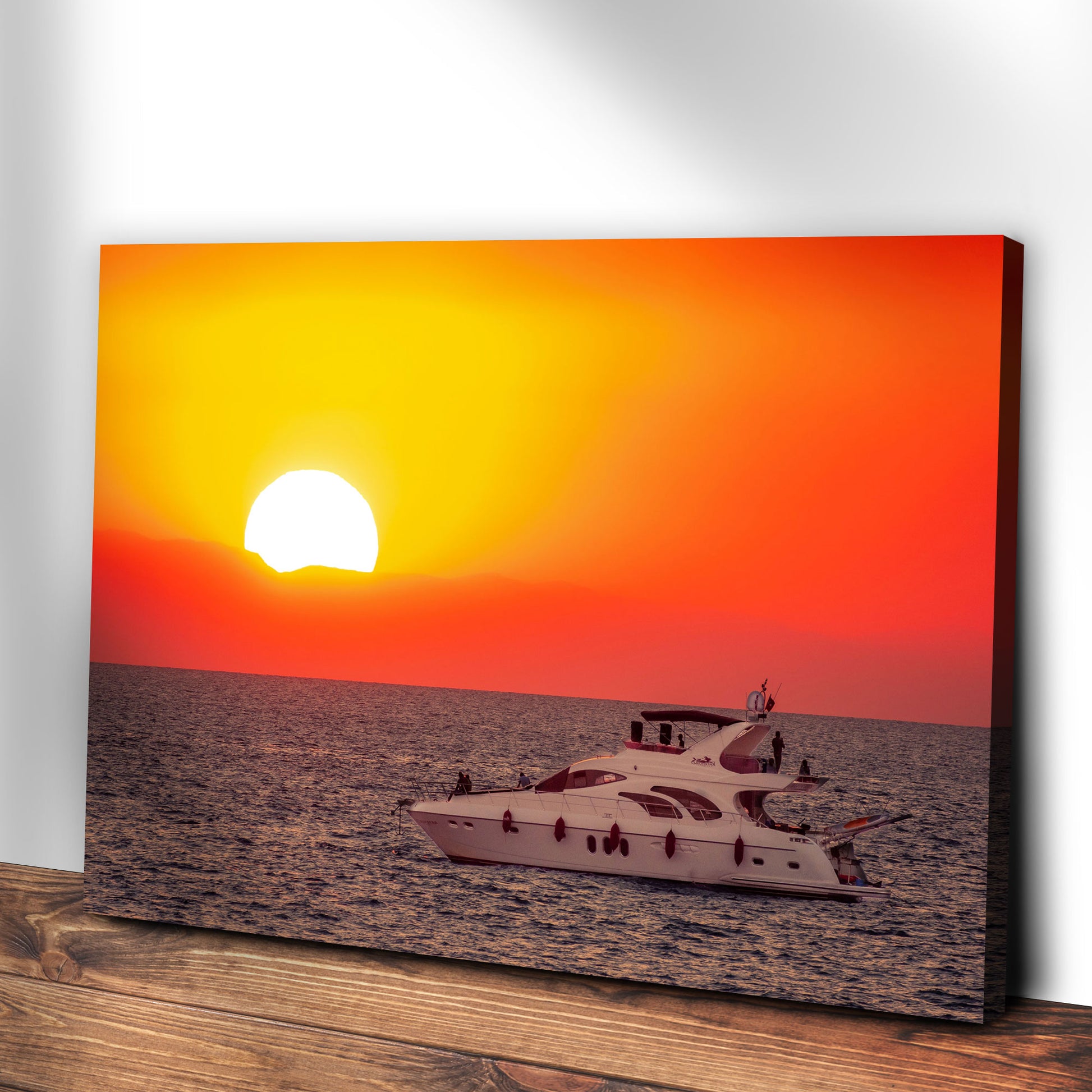 Boat Yacht Sunrise Canvas Wall Art Style 2 - Image by Tailored Canvases