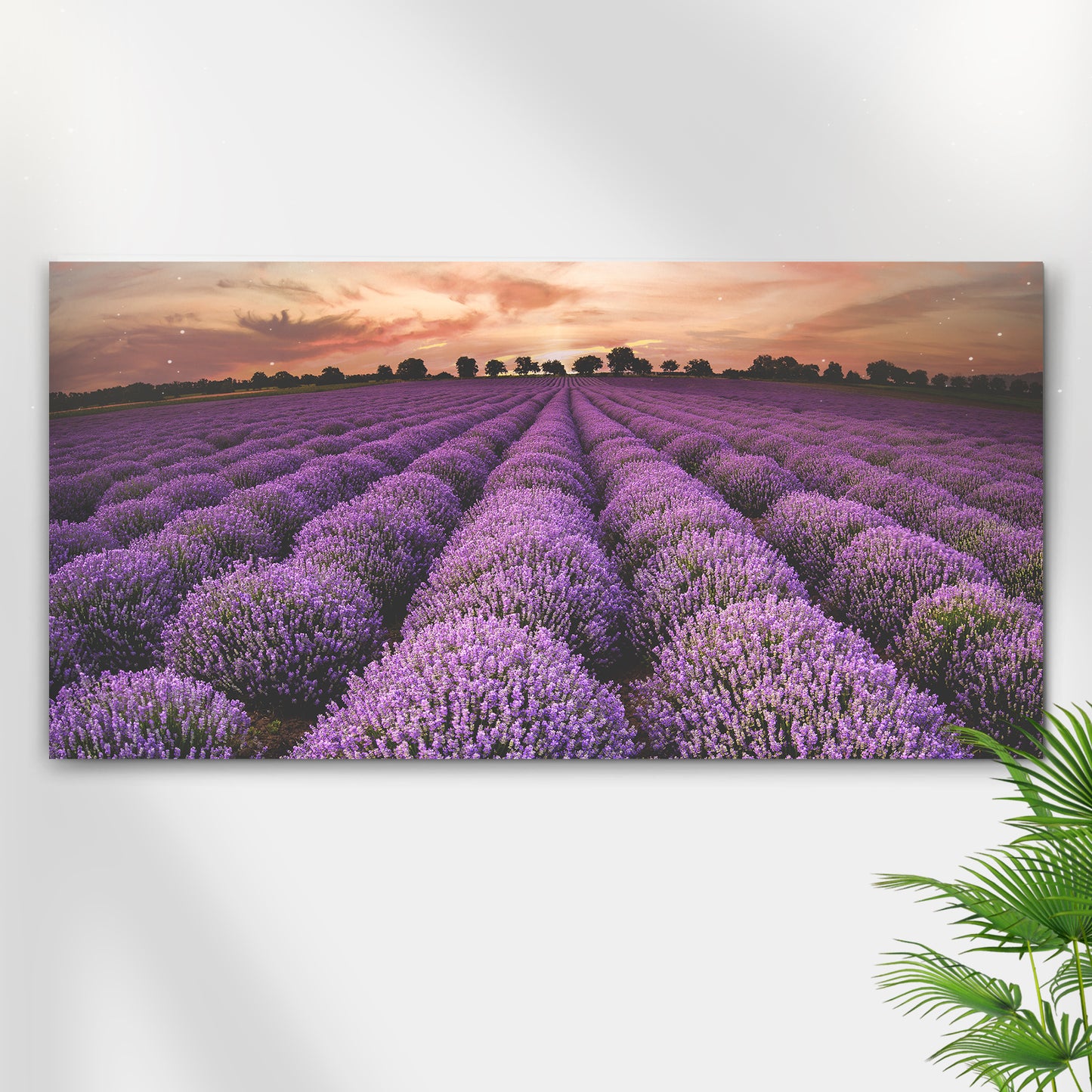 Lavender Field By The Sunset Canvas Wall Art - Image by Tailored Canvases