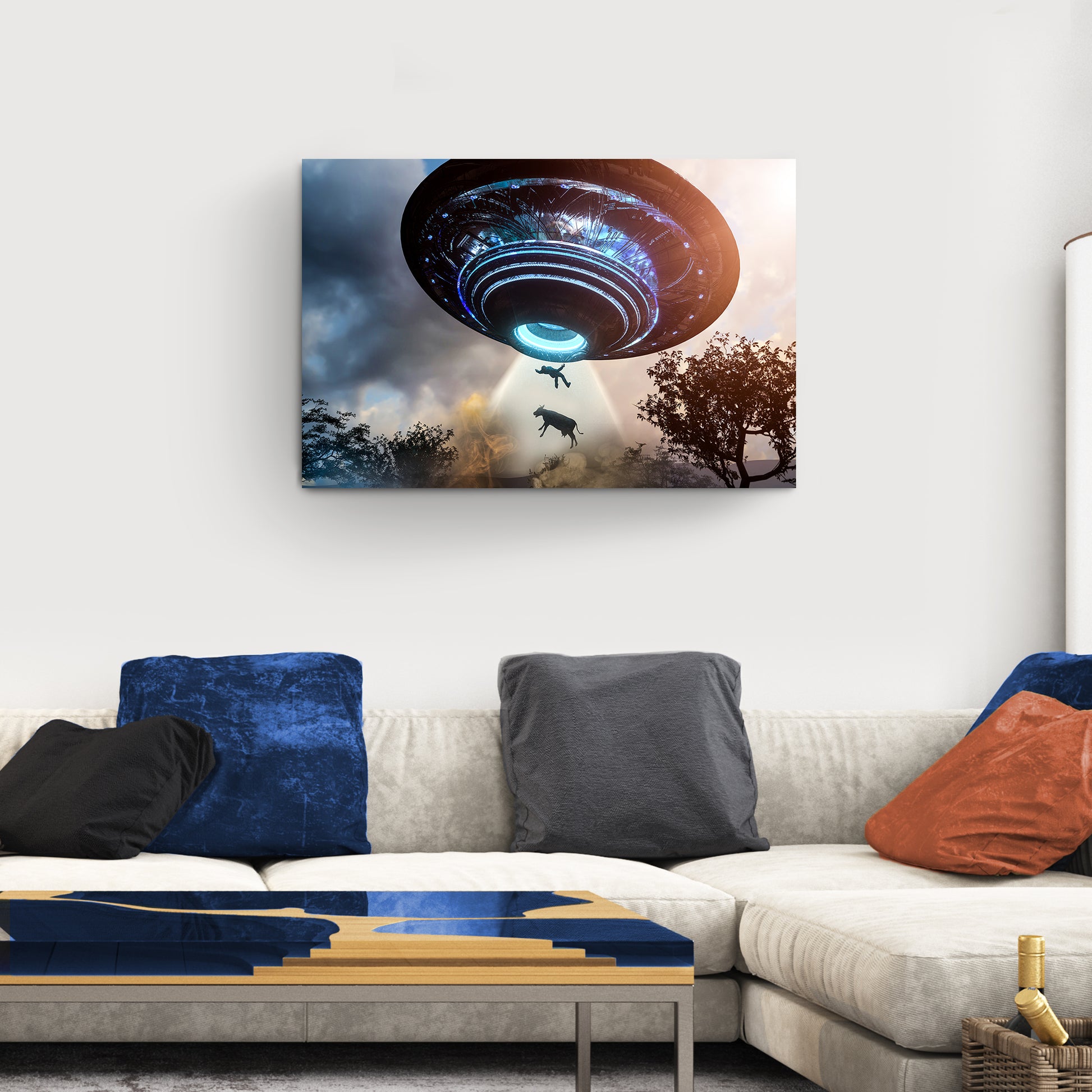 Extraterrestrial UFO Abduction Canvas Wall Art  - Image by Tailored Canvases