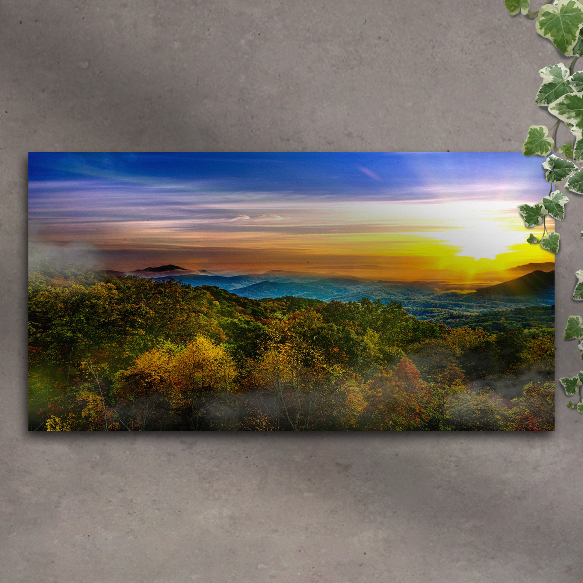 Foggy Mountain At Sunrise Canvas Wall Art - Image by Tailored Canvases
