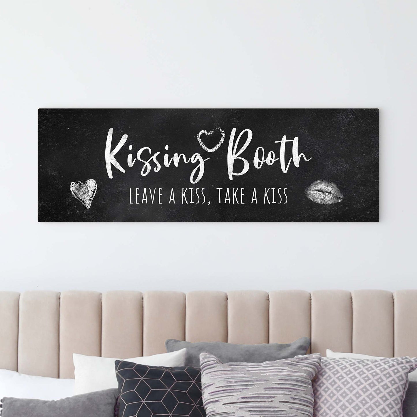 Kissing Booth Leave a Kiss Take A Kiss Sign Style 1 - Image by Tailored Canvases