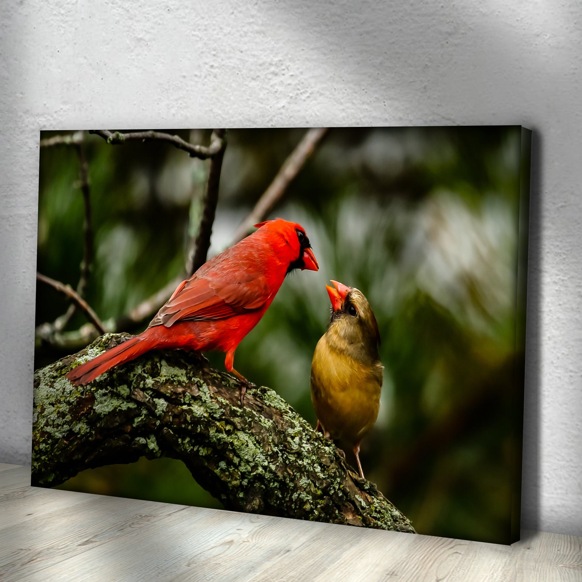 Couple Cardinal Birds Canvas Wall Art Style 2 - Image by Tailored Canvases