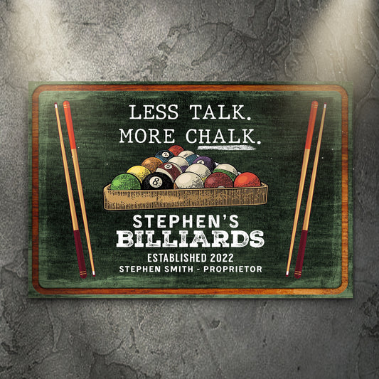 Less Talk More Chalk Billiards Sign II - Image by Tailored Canvases