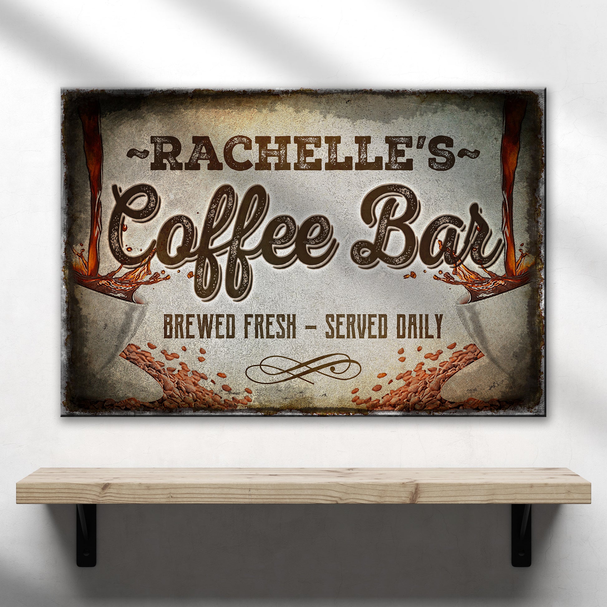 Brewed Fresh Served Daily Coffee Bar Sign - Image by Tailored Canvases