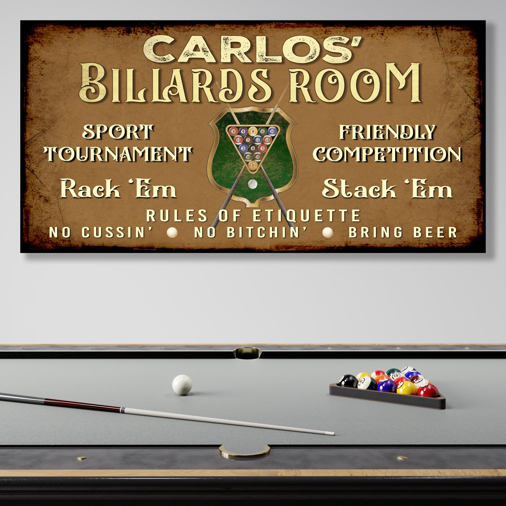 Rack Em Stack Em Billiards Room Sign | Customizable Canvas - Image by Tailored Canvases