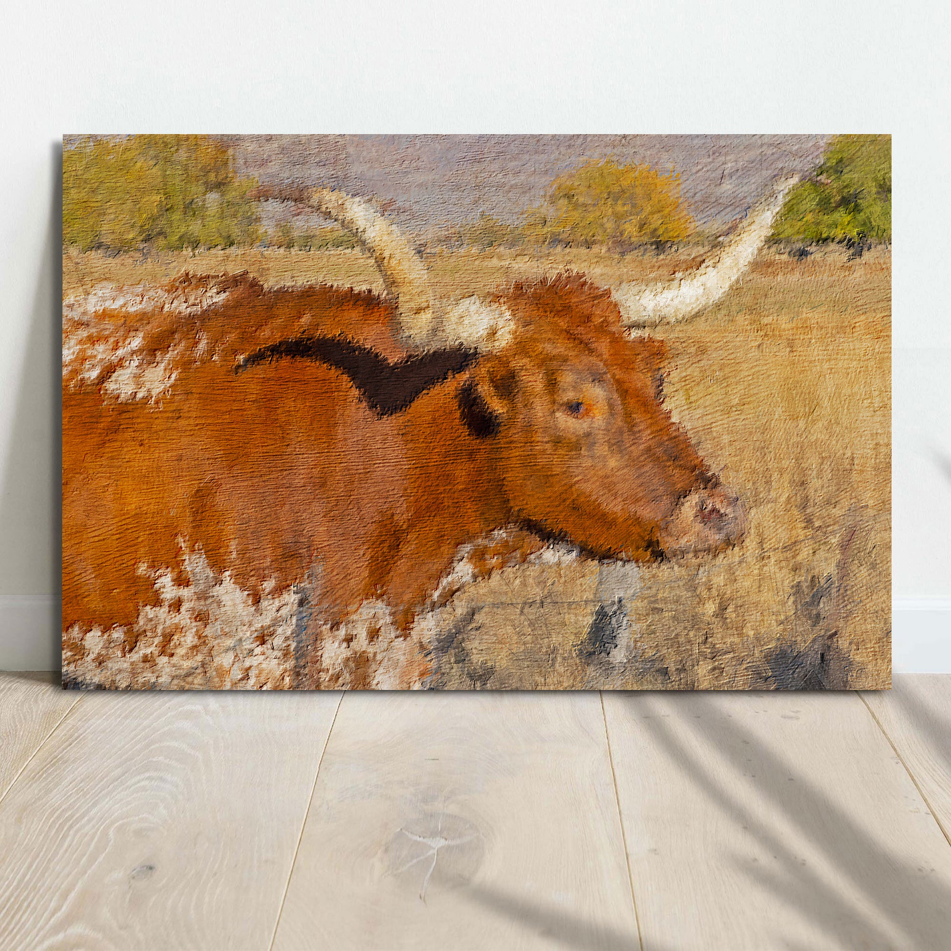 Texas Longhorn Watercolor Canvas Wall Art - Image by Tailored Canvases