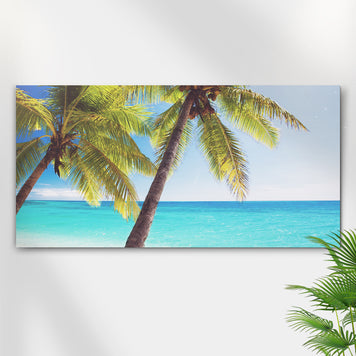 Coconut Trees By The Beach Canvas Wall Art