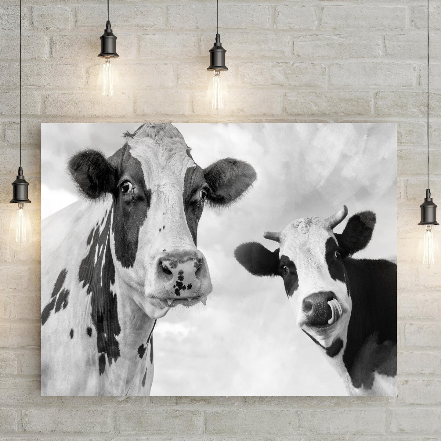 Monochrome Holstein Cows Canvas Wall Art - Image by Tailored Canvases