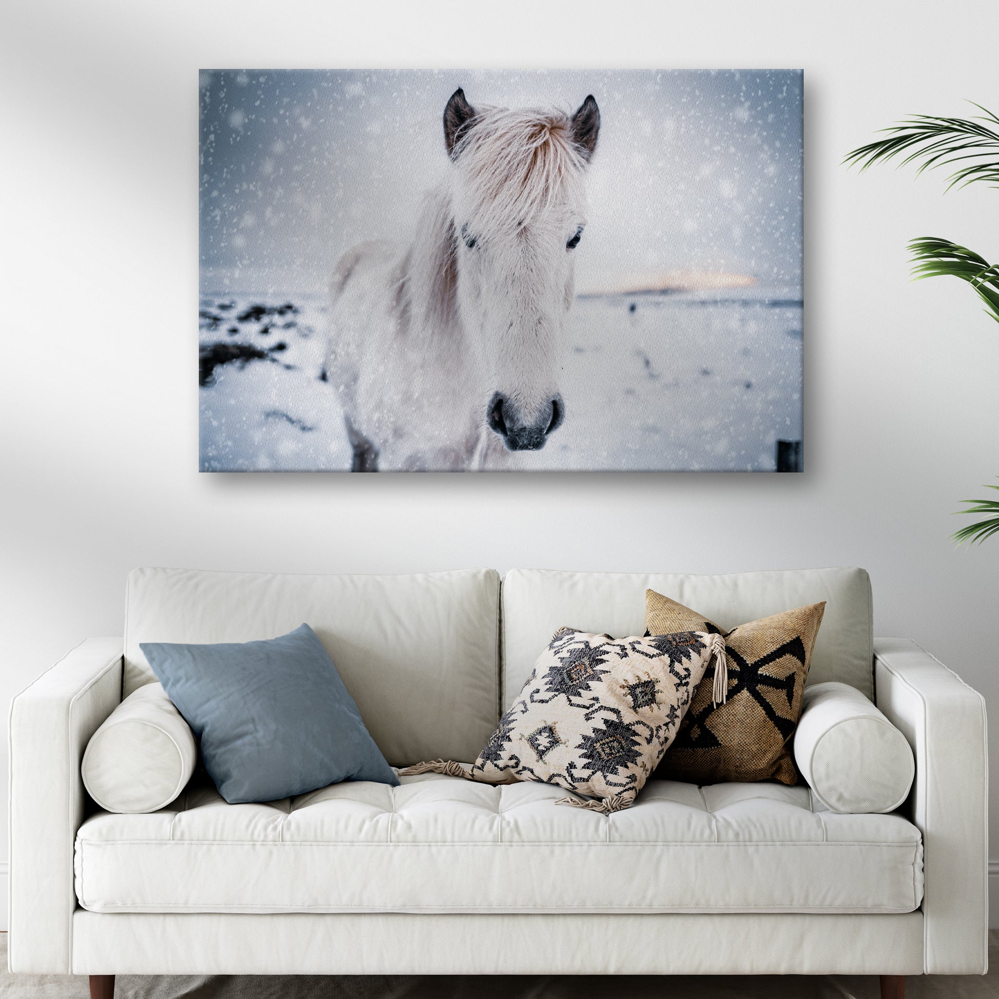 Winter White Horse Canvas Wall Art - Image by Tailored Canvases