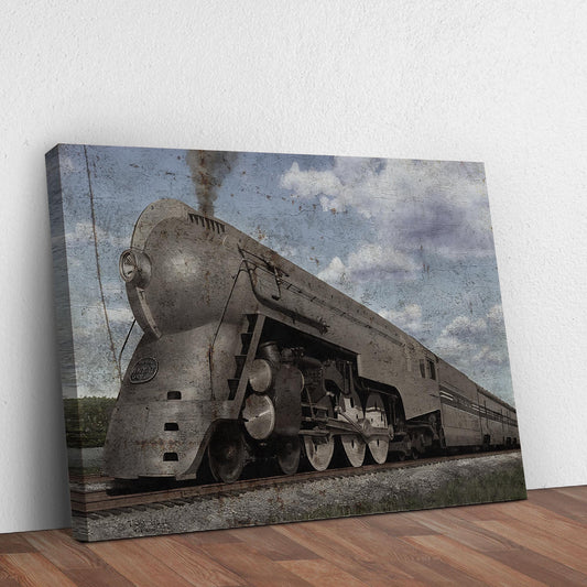 Vintage Train Hudson J3A Streamliner Canvas Wall Art Style 2 - Image by Tailored Canvases