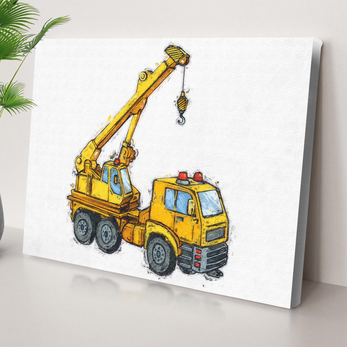 Construction Truck Crane Canvas Wall Art Style 2 - Image by Tailored Canvases