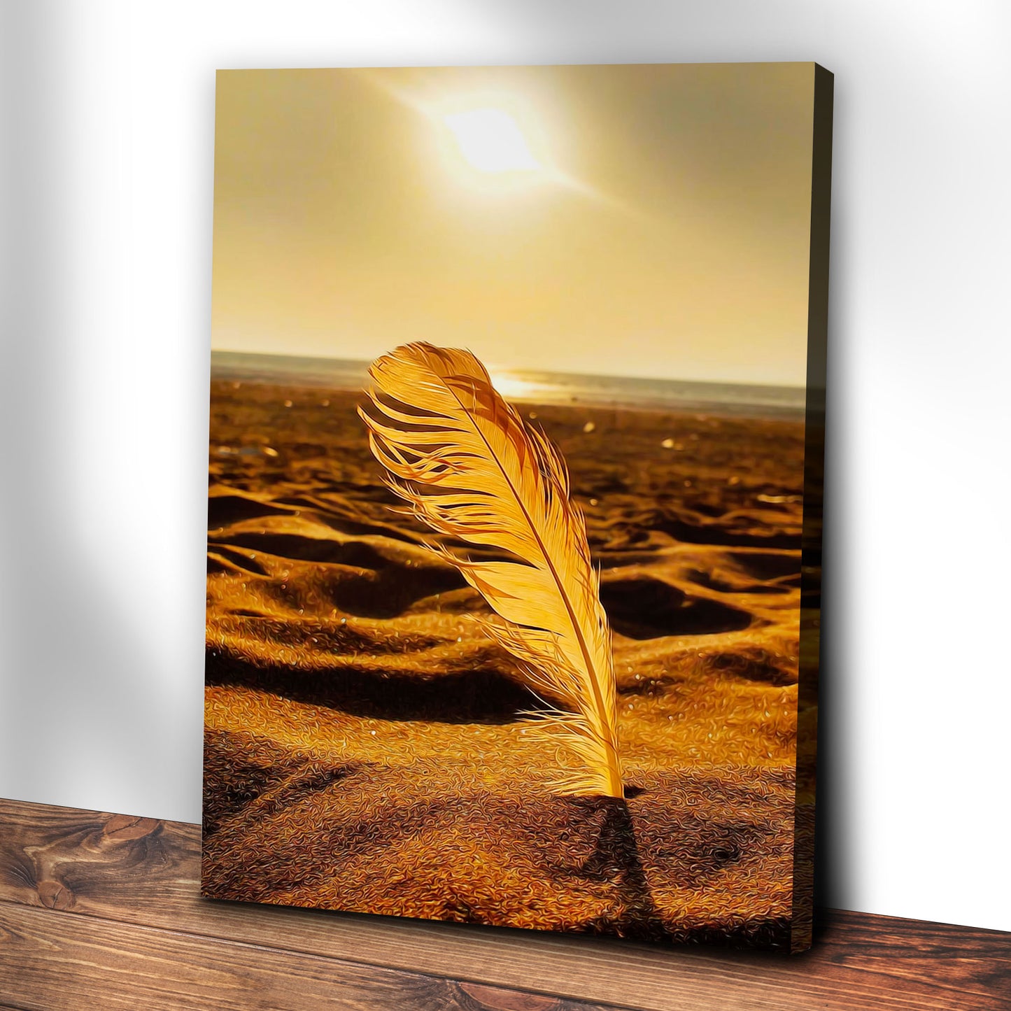 Decor Elements Feather Gold Canvas Wall Art Style 2 - Image by Tailored Canvases