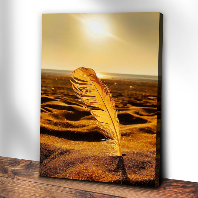 Decor Elements Feather Gold Canvas Wall Art by Tailored Canvases