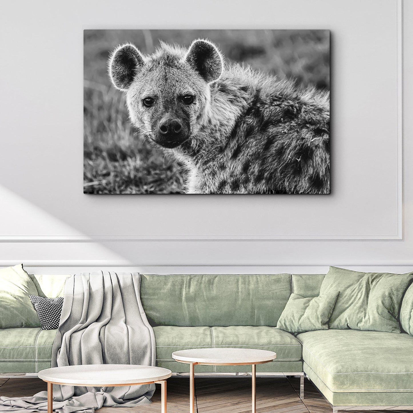 Hyena in Black and White Canvas Wall Art - Image by Tailored Canvases