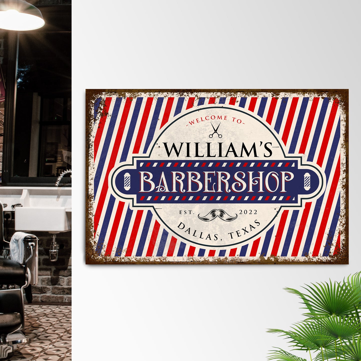 Custom Barbershop Sign V | Customizable Canvas - Image by Tailored Canvases