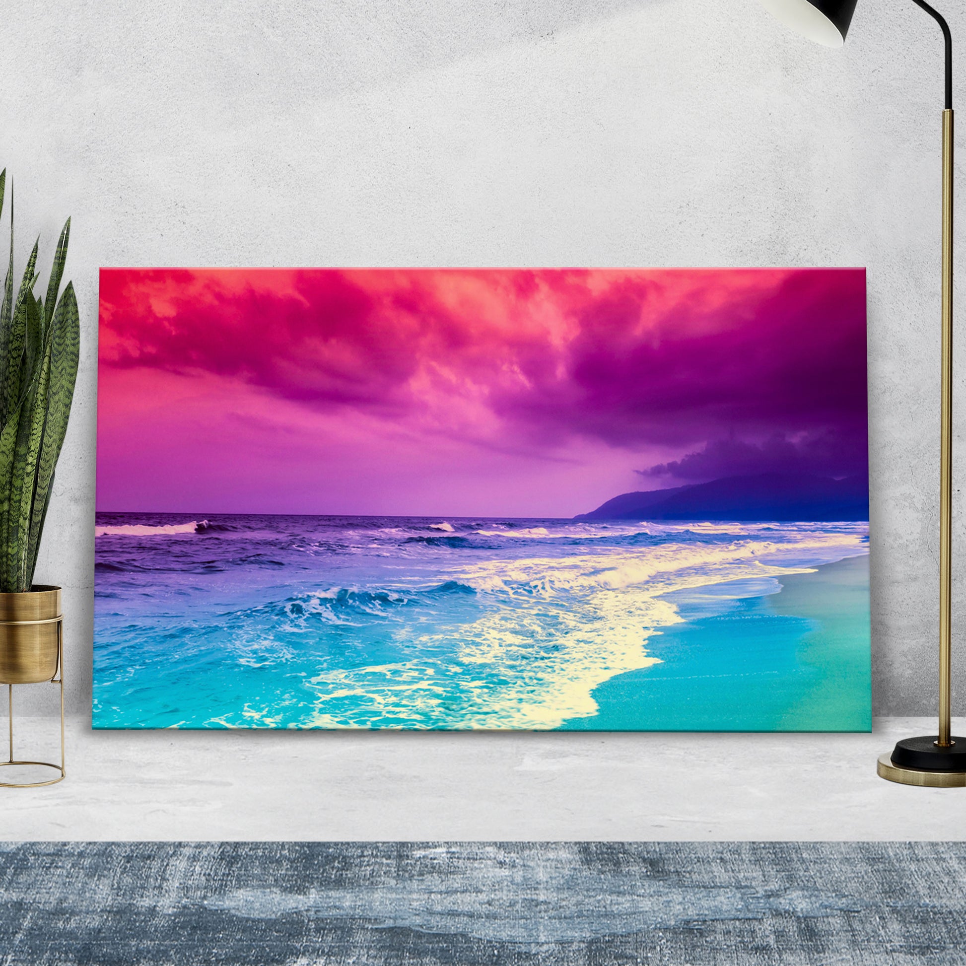 Blue Sea Under The Purple Sky Canvas Wall Art - Image by Tailored Canvases