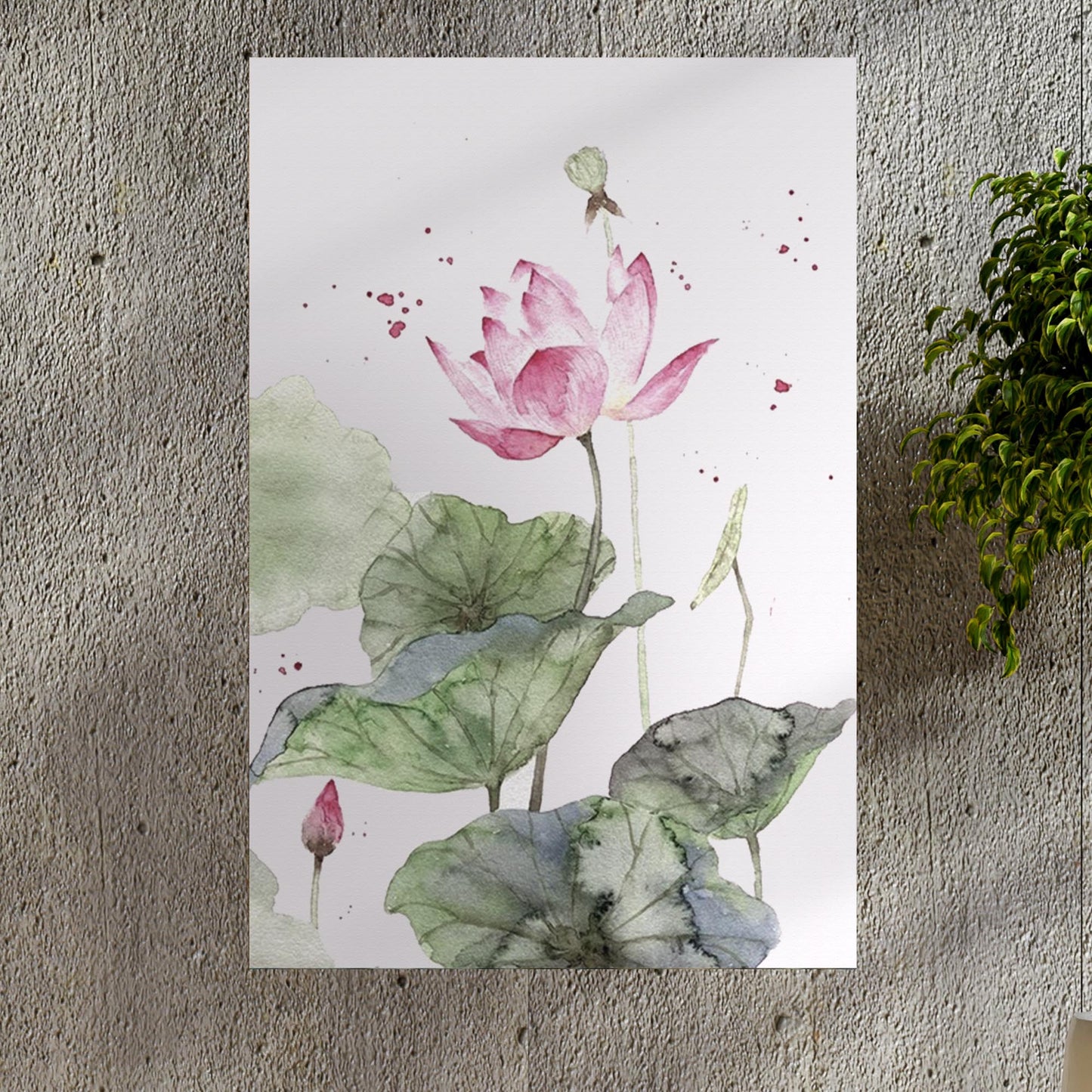 Ink Painting Style Lotus Flowers Canvas Wall Art - Image by Tailored Canvases