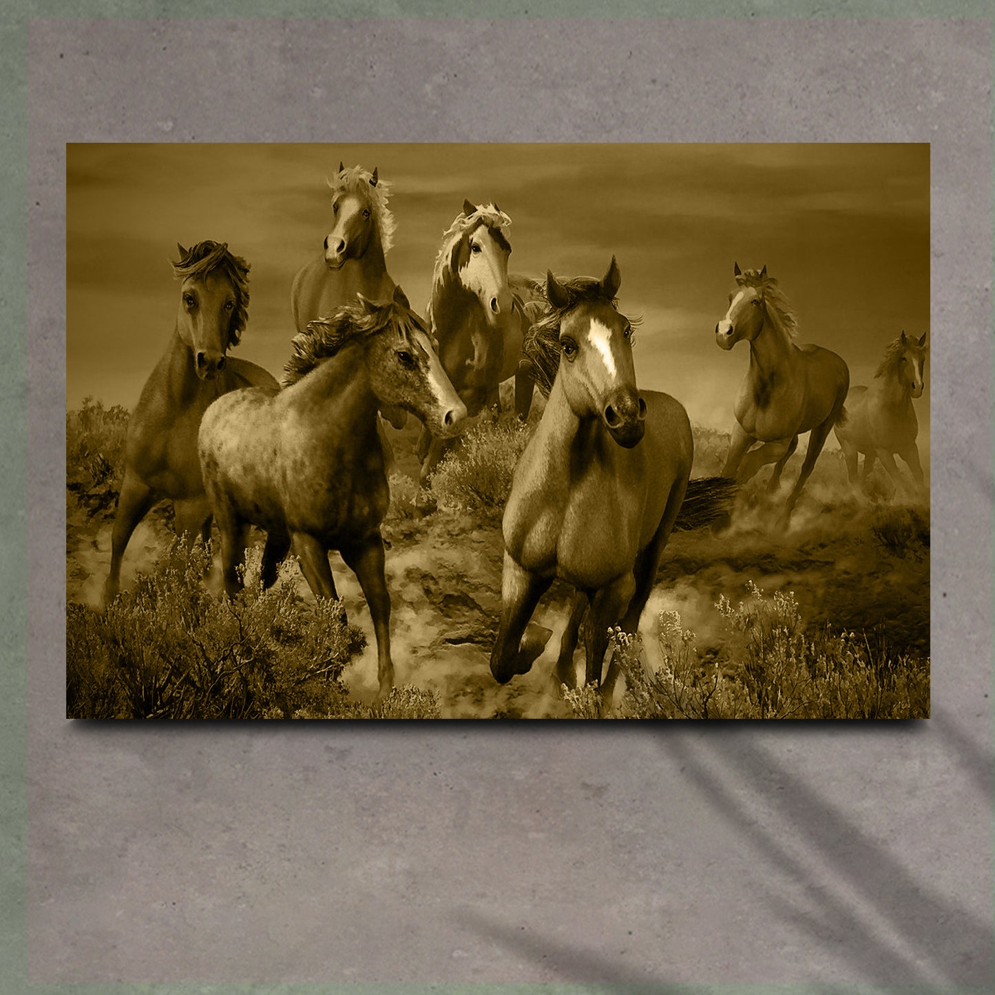Rustic Herd Of Horses Canvas Wall Art - Image by Tailored Canvases